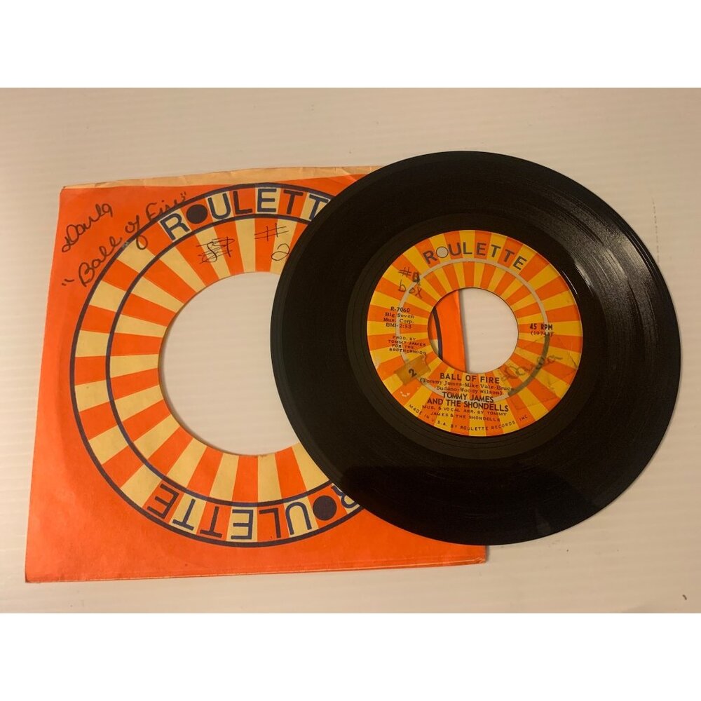 Vintage Roulette 45 RPM Vinyl Record "Ball Of Fire" & "Makin Good Time" By Tommy